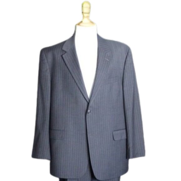 CHAPS 46R Men's Wool Gray Pinstripe Suit Jacket - Picture 1 of 8